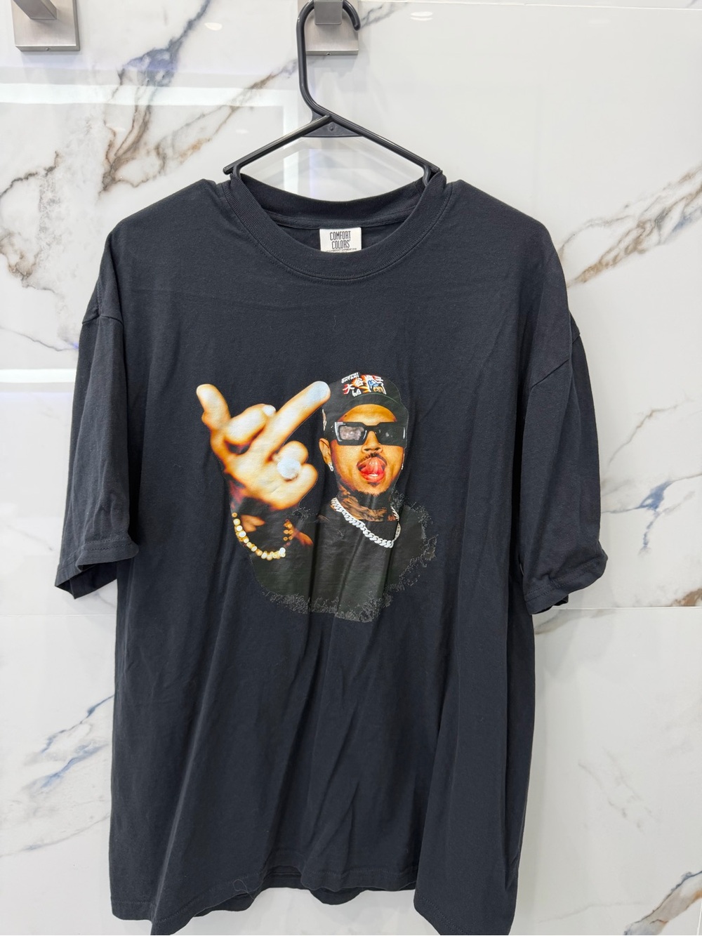 Chris Brown Comfort Colors Black Graphic Tee with Artist Print